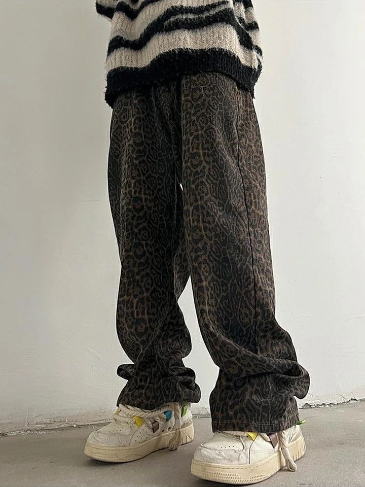 Leopard Wide Leg Jeans