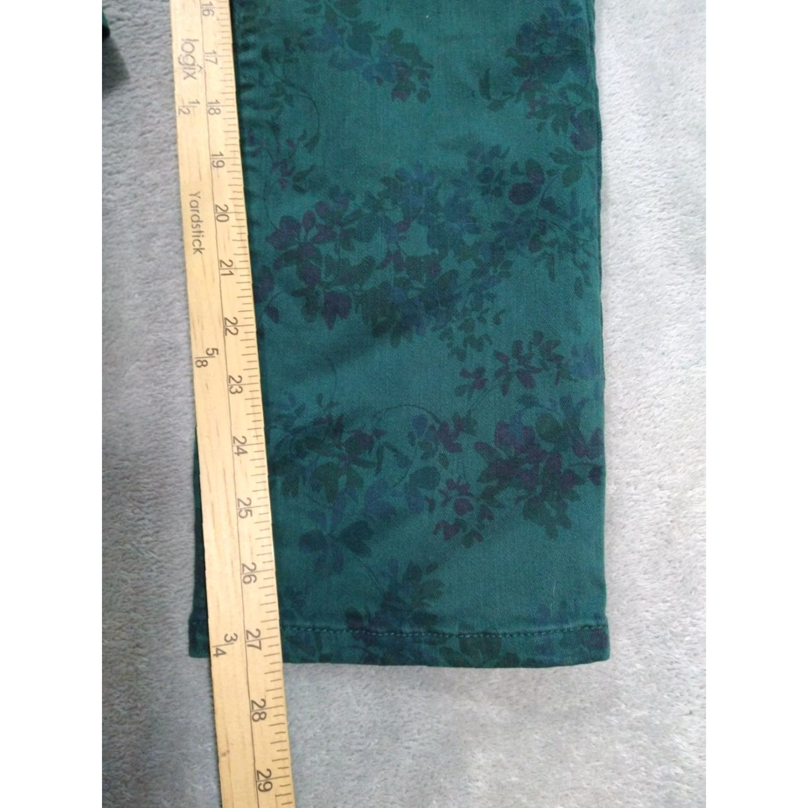 J. Jill J.Jill Jeans Denim Floral Slim Ankle Mid Rise 12 Green 5-Pocket Womens Size 34" / US 12 / IT 48 - 5 Thumbnail