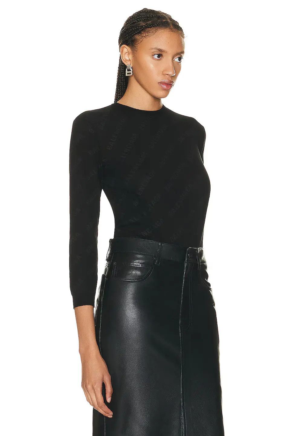 Balenciaga o1s1wg110225 Mini Allover Logo Sweater in Black Size XL / US 12-14 / IT 48-50 - 5 Thumbnail