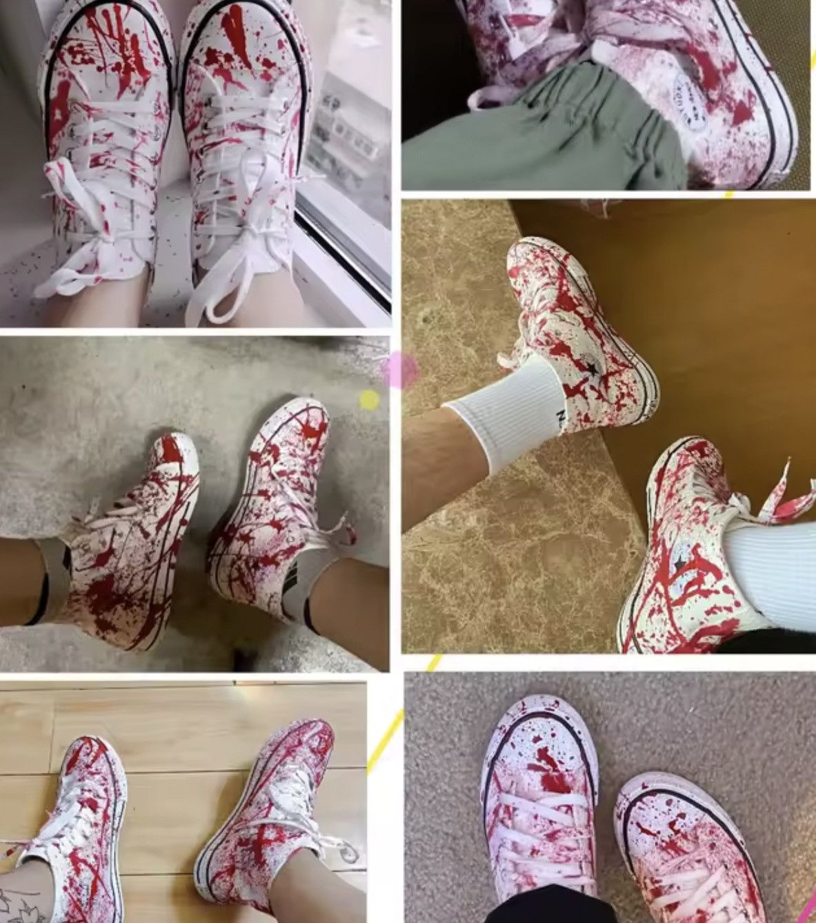 Japanese Brand Color Ink Splatter Canvas High-Top Sneakers Size US 6.5 / IT 36.5 - 2 Thumbnail