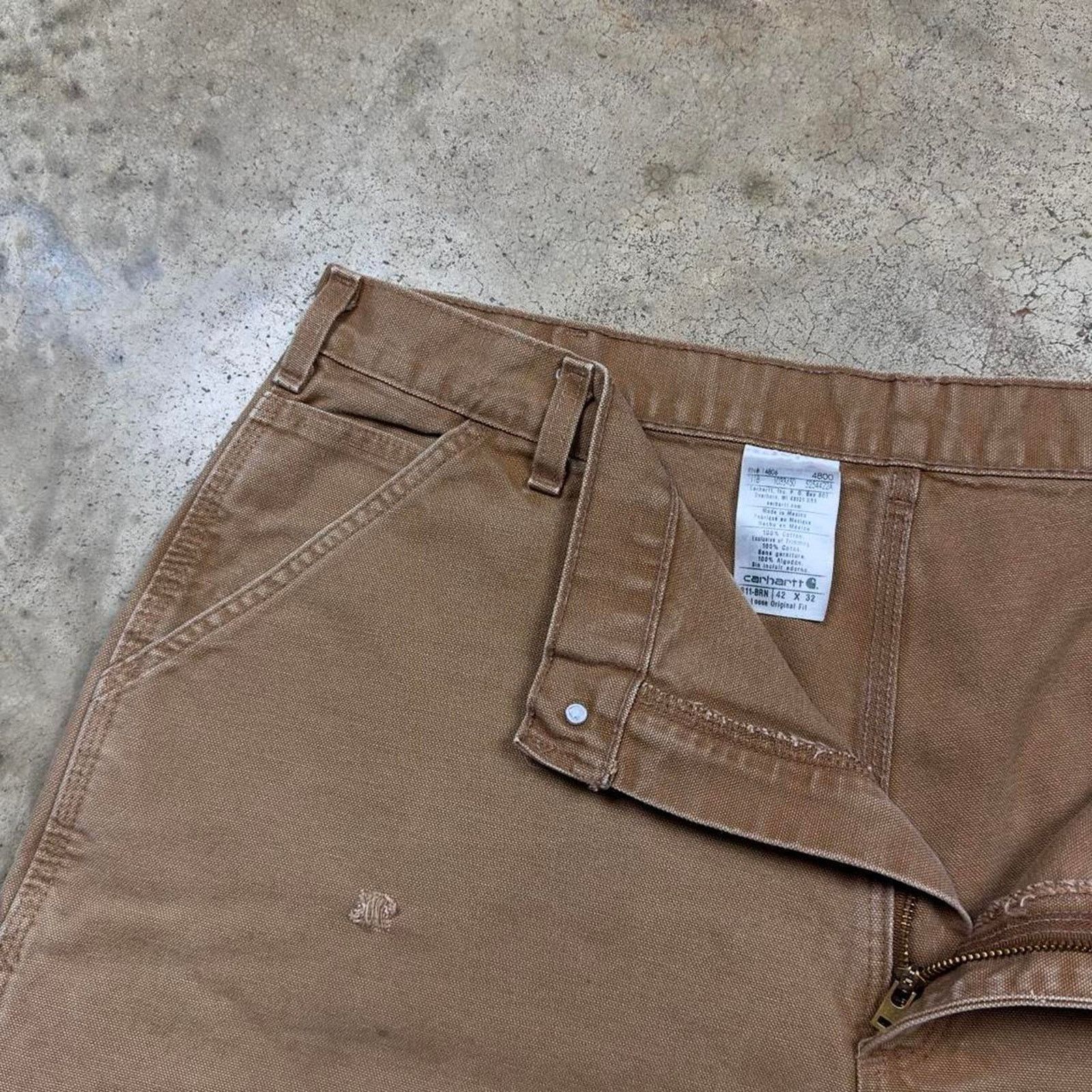 Carhartt × Japanese Brand Baggy Carhartt Dungaree Tan Canvas Loose-Fit Carpenter Pants Size US 42 / EU 58 - 5 Thumbnail