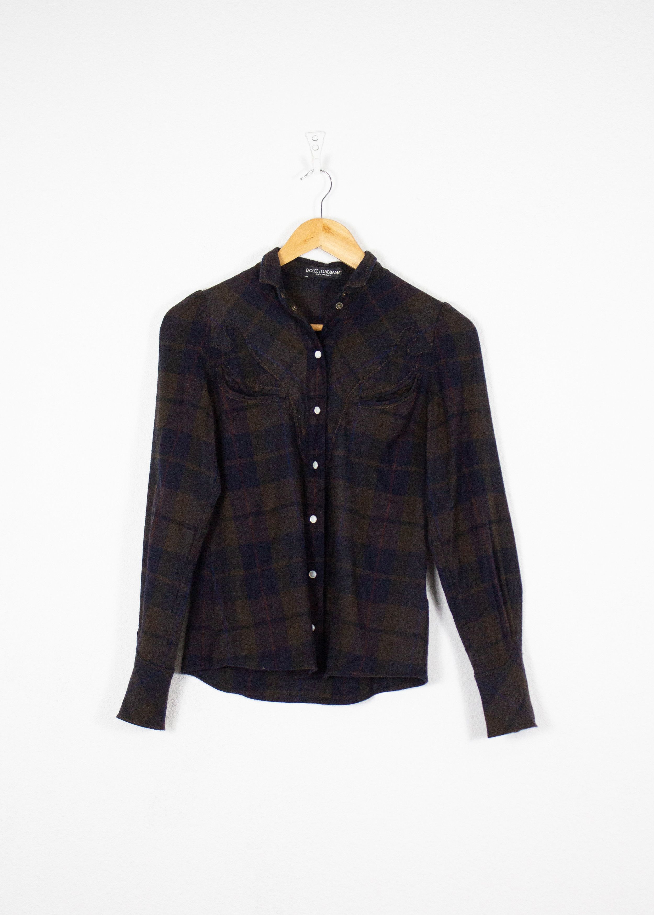 Dolce & Gabbana Dolce & Gabbana Wool Western Check Shirt Buttons Up NZ Size XS / US 0-2 / IT 36-38 - 1 Thumbnail