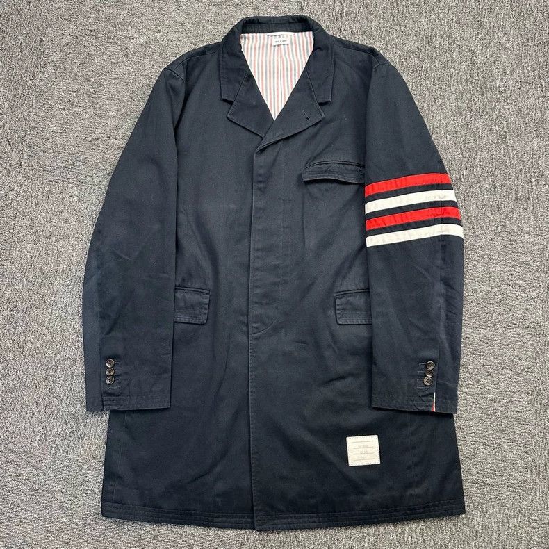 Thom Browne Thom Browne Navy Striped Long Coat-dmc Size US M / EU 48-50 / 2 - 1 Thumbnail