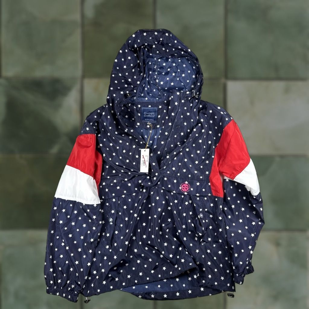 Vintage NWT Simply Southern Anorak Stars & Stripes Windbreaker Jacket 2XL Red White & Blue Women Windbreaker Stars 2XL Size XXL / US 16-18 / IT 52-54 - 1 Thumbnail