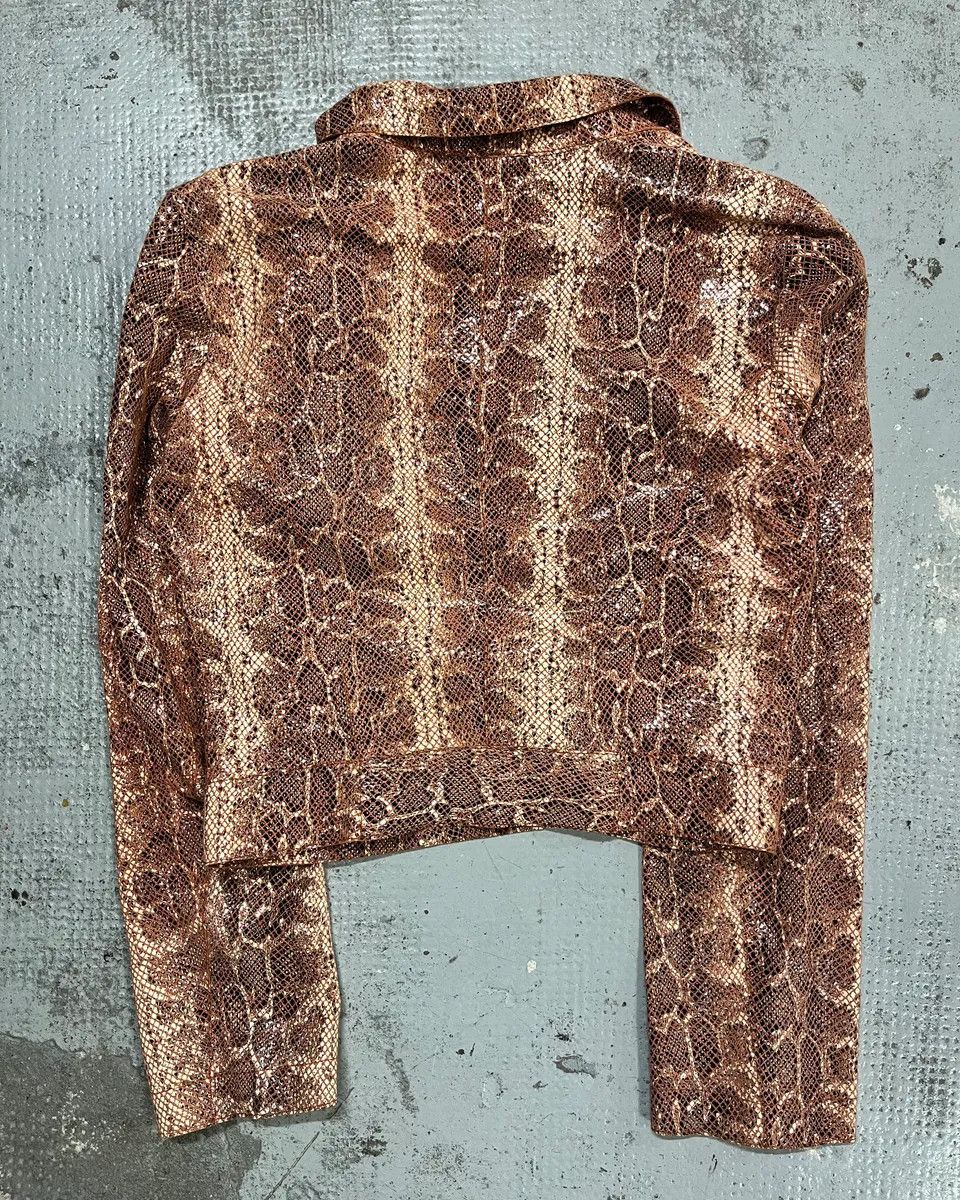 Emporio Armani AW2019 Emporio Armani Snakeskin Effect Pink Leather Jacket Size S / US 4 / IT 40 - 7 Thumbnail