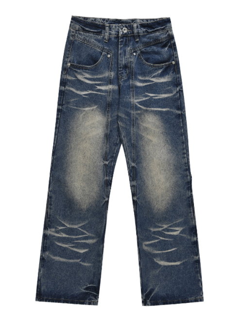 Japanese Brand × Jean Vintage washed dark blue distressed patchwork bootcut jeans Size US 32 / EU 48 - 5 Thumbnail