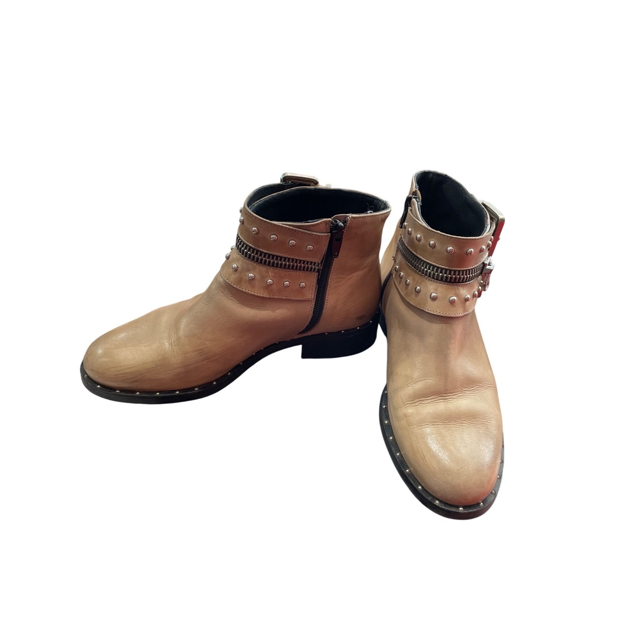 Other Charles David Chief womans Taupe Leather Studded Ankle Boots Size US 8.5 / IT 38.5 - 2 Thumbnail