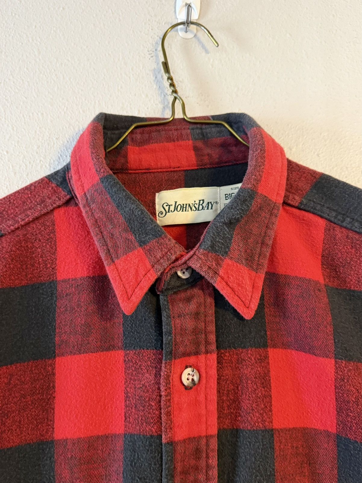 St. Johns Bay 90s red & green buffalo plaid 100% cotton flannel Size US XL / EU 56 / 4 - 2 Thumbnail