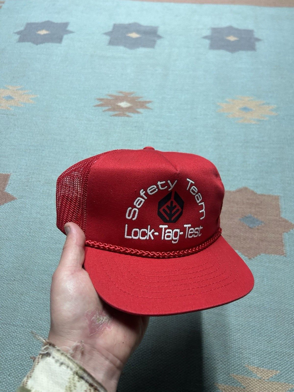 Vintage Vintage trucker hat safety team lock tag test red SnapBack Size ONE SIZE - 1 Thumbnail