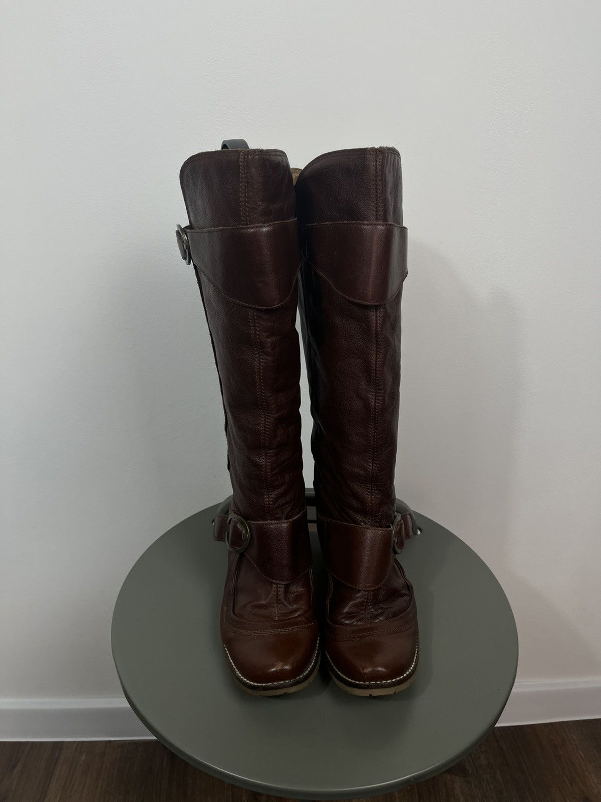 Other Women’s Brown Leather Knee High Boots Buckle Heel EU 40 Size US 9 / IT 39 - 6 Thumbnail
