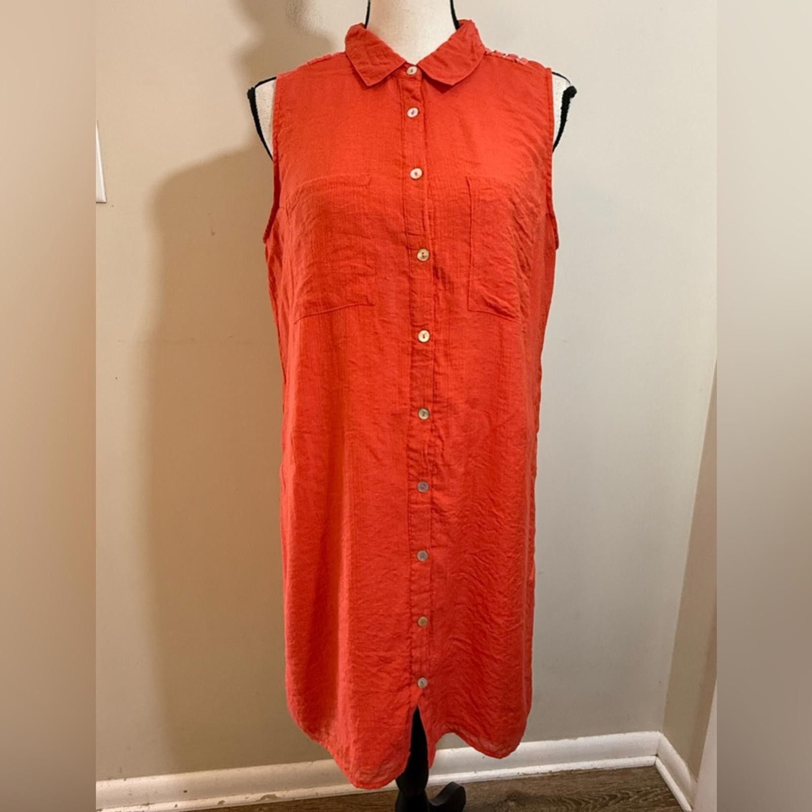 Quiksilver Quick Silver reddish orange beachy shirt dress lace SZ LG Size L / US 10 / IT 46 - 1 Thumbnail
