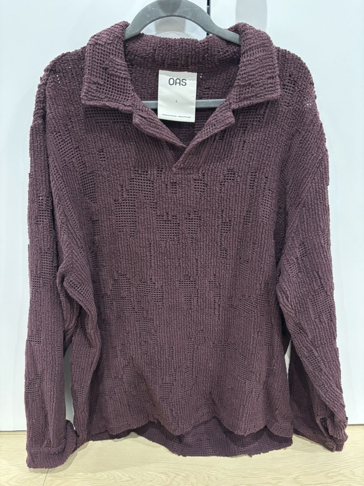 OAS OAS Grot Crochet Long Sleeve Polo in Burgundy Size US L / EU 52-54 / 3 - 2 Thumbnail
