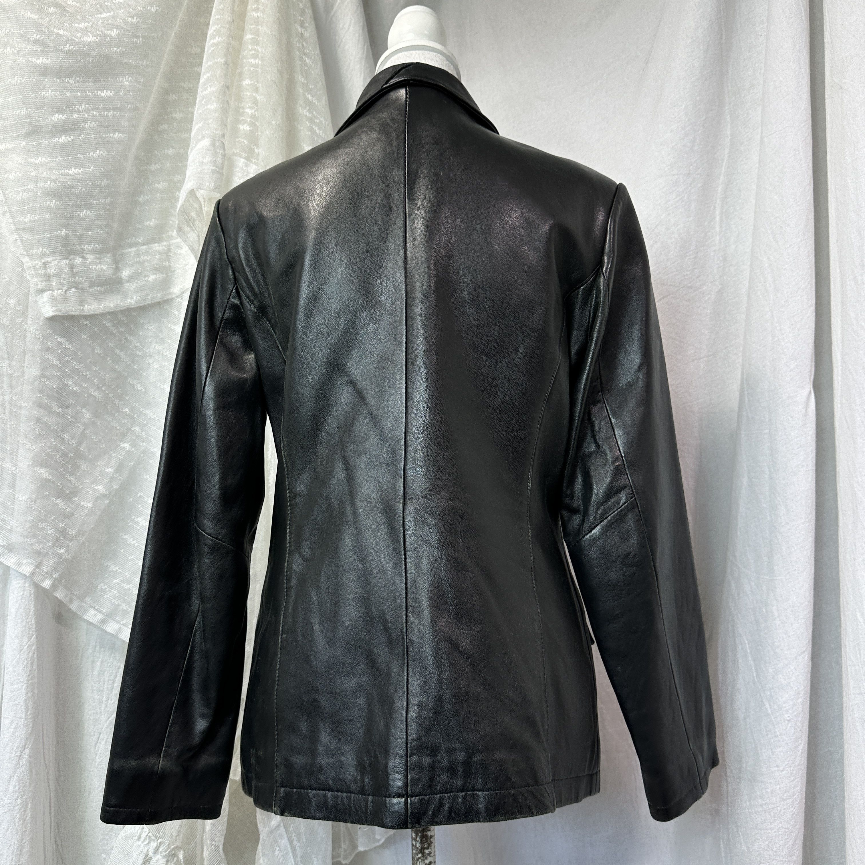 Vintage Vintage Leather Biker Grunge Button Up Coat 90s Size M / US 6-8 / IT 42-44 - 6 Thumbnail
