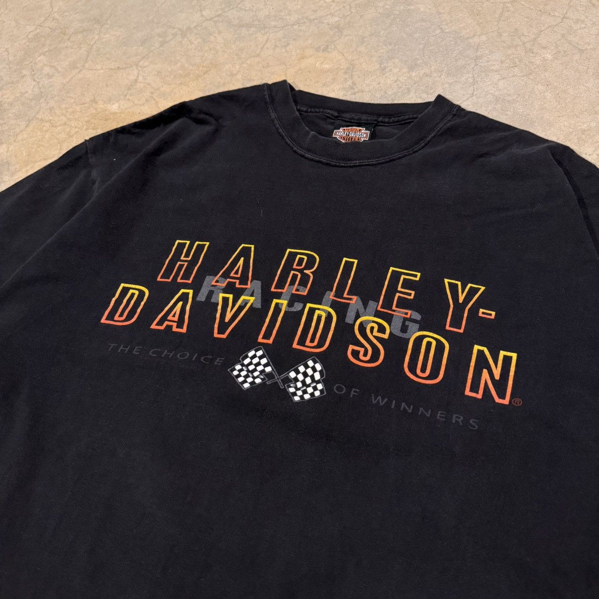 Harley Davidson Vtg 1990s Faded Harley Davidson Racing Biker Tee ERD Grunge Size US XL / EU 56 / 4 - 3 Thumbnail
