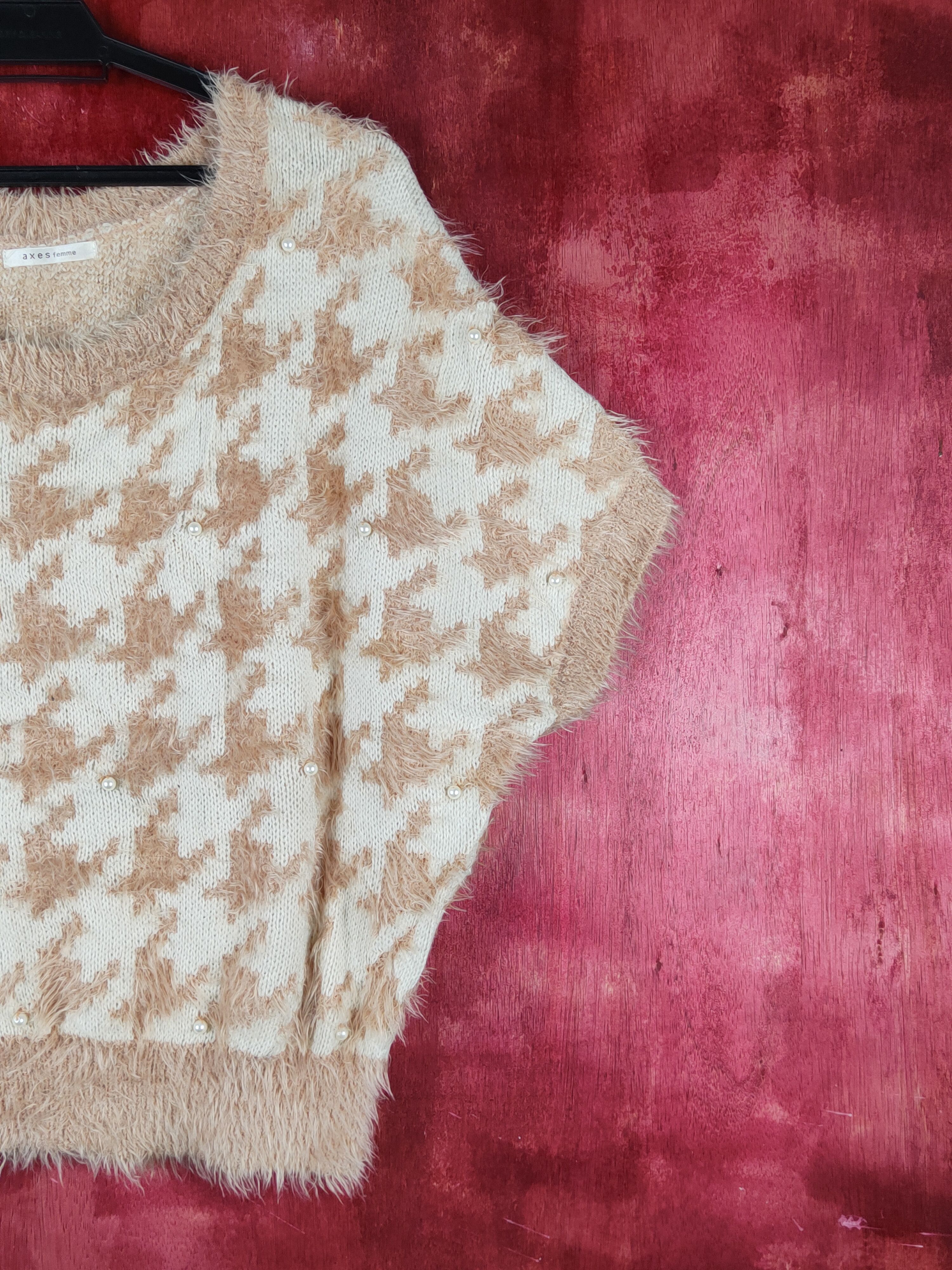 Aran Isles Knitwear Axes Femme Brown Shag Shaggy Fur Mohair Knitwear #S1939 Size M / US 6-8 / IT 42-44 - 5 Thumbnail