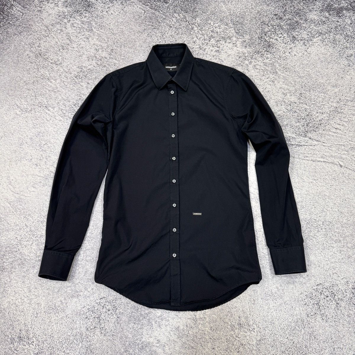 Dsquared2 Dsquared2 Mens Classic Black Cotton Shirt Metal Logo Plate S Size US S / EU 44-46 / 1 - 1 Thumbnail