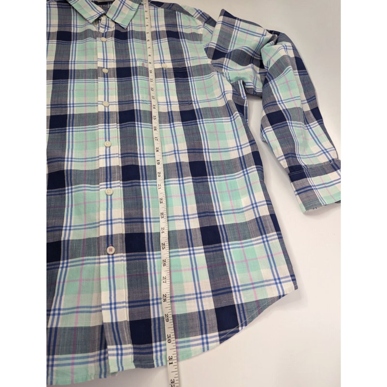 Izod IZOD Button-Up Shirt Mens M Long Sleeve Plaid Blue Pink Multicolor Classic Preppy Relaxed Casual Travel Cotton Size US M / EU 48-50 / 2 - 6 Thumbnail