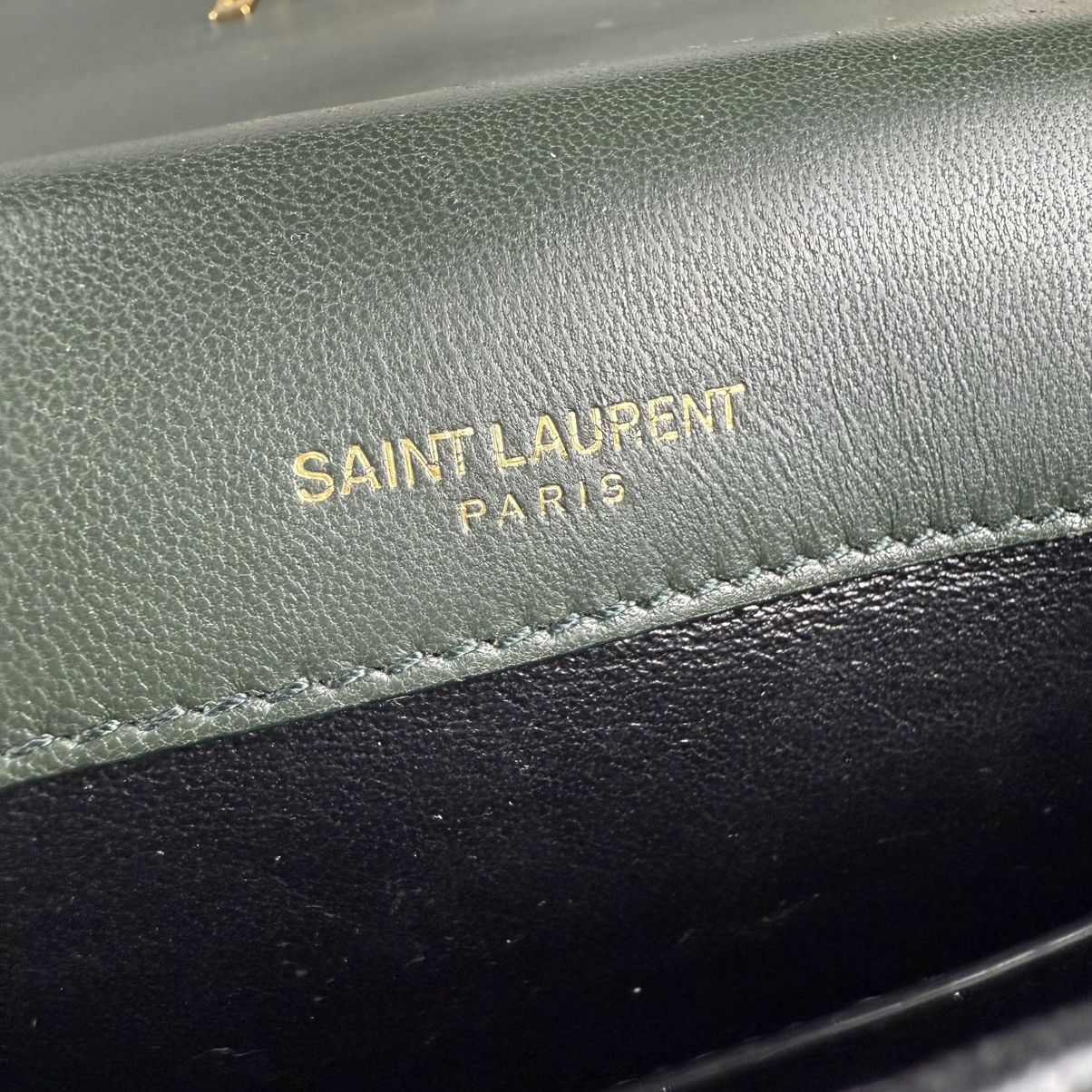 Saint Laurent Paris SAINT LAURENT 2018 Lambskin Vicky Chain Green Crossbody Bag Size ONE SIZE - 10 Thumbnail