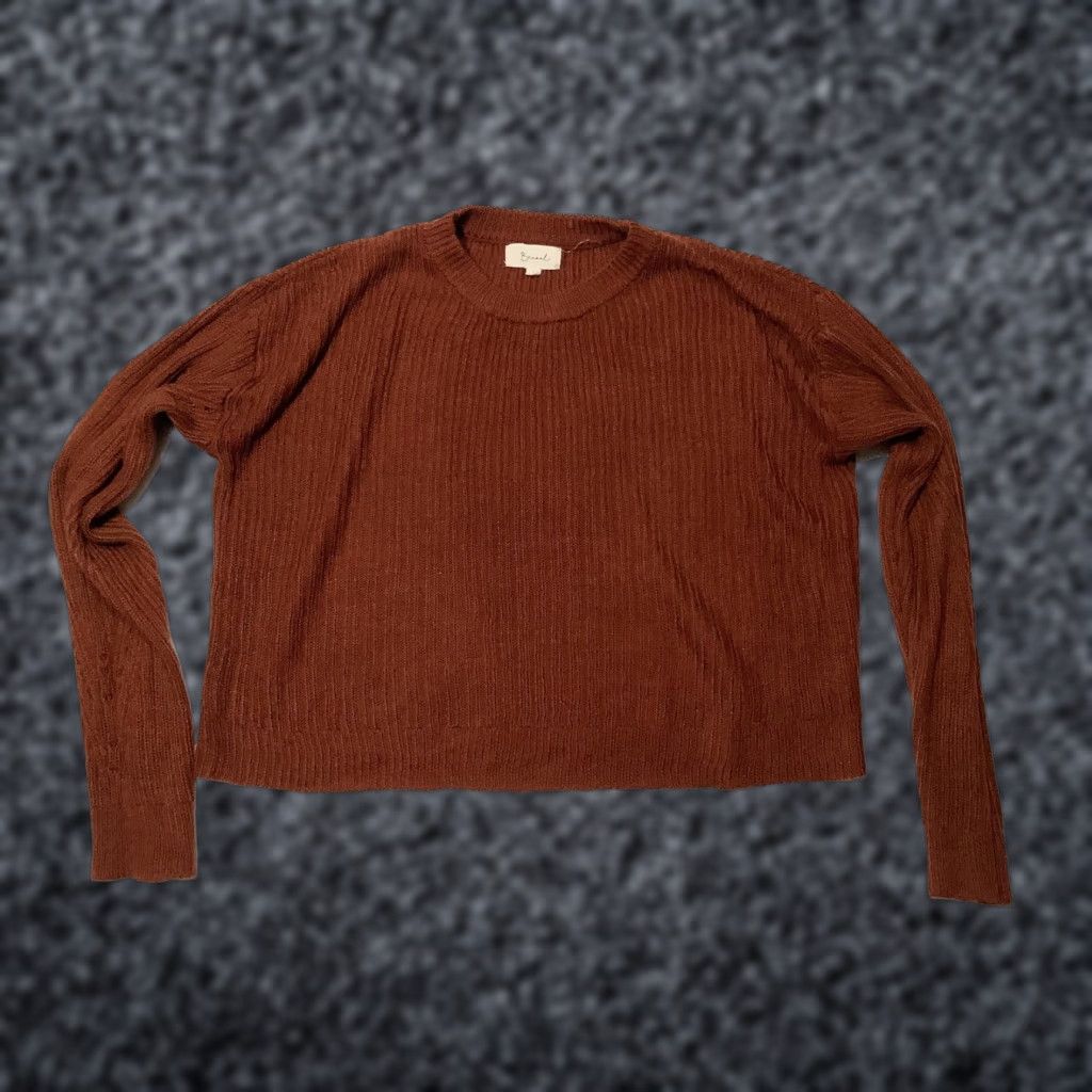Vintage Becool Sweater Womens Large Brown Ribbed Knit Stretch Crew Neck Pullover Soft Size L / US 10 / IT 46 - 1 Thumbnail