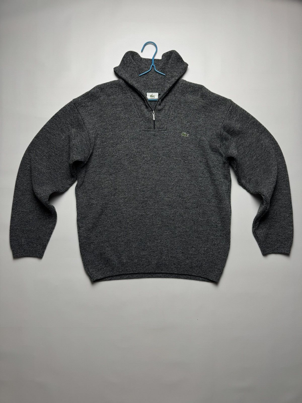 Lacoste Lacoste Half-Zip Wool Blend Sweater / Grey Melange Size US L / EU 52-54 / 3 - 1 Thumbnail
