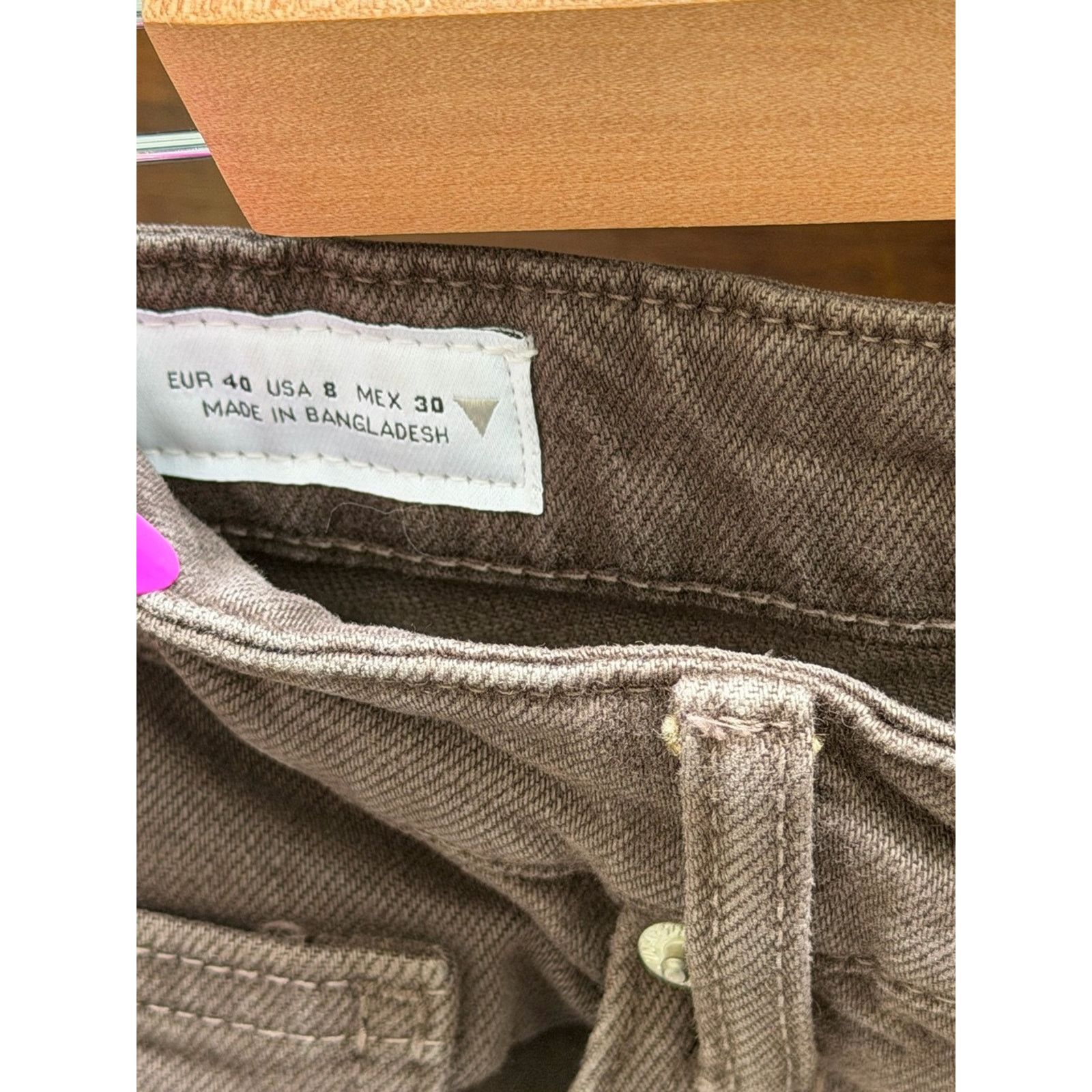 Zara Zara Brown Straight Leg Jeans Raw Hem Size 8 Size 30" / US 8 / IT 44 - 3 Thumbnail
