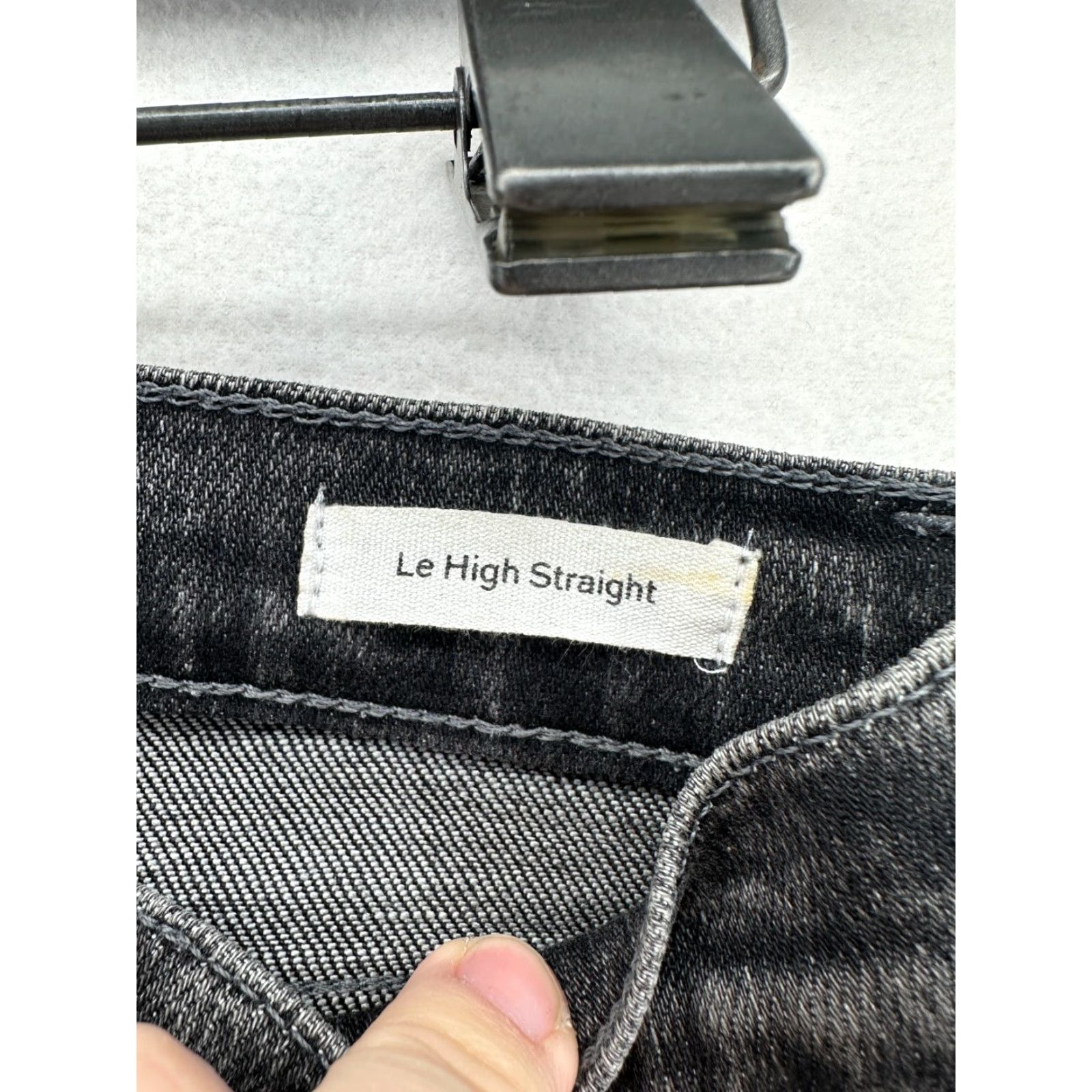 Frame VINTAGE FRAME Le High Straight Black Acid Washed Jeans Cropped Distressed Size 26 Women Jeans Distressed 27in Inseam Size 26 Size 26" / US 2 / IT 38 - 4 Thumbnail