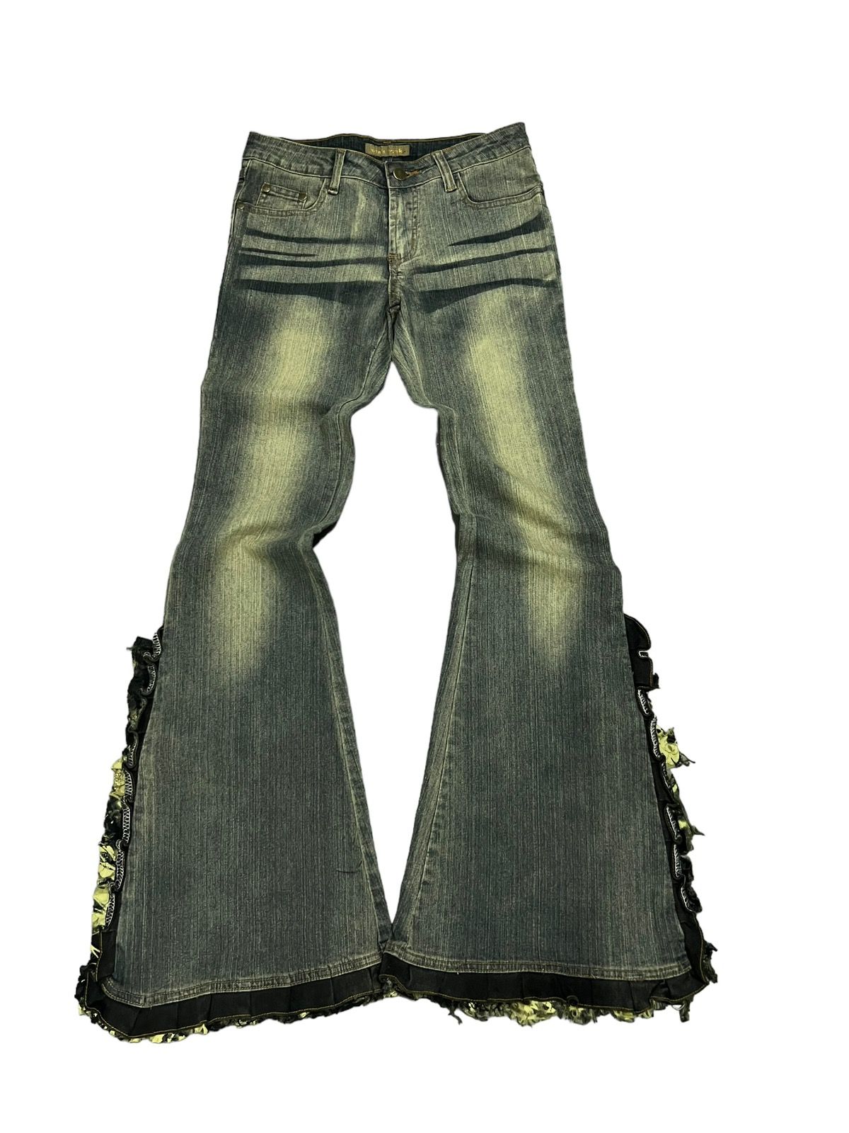 Pre-owned If Six Was Nine X Le Grande Bleu L G B Wink Wink Reconstructed Mud Wash Flared Denim Jeans In Mud Grey