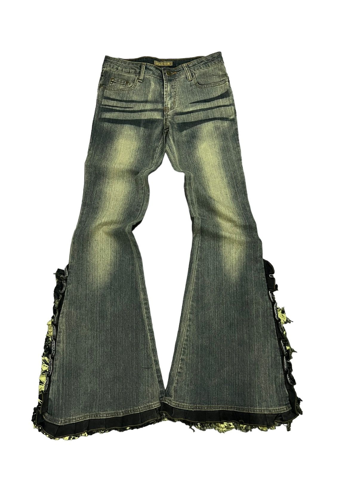image of If Six Was Nine x Le Grande Bleu L G B Wink Wink Reconstructed Mud Wash Flared Denim Jeans in Mud G