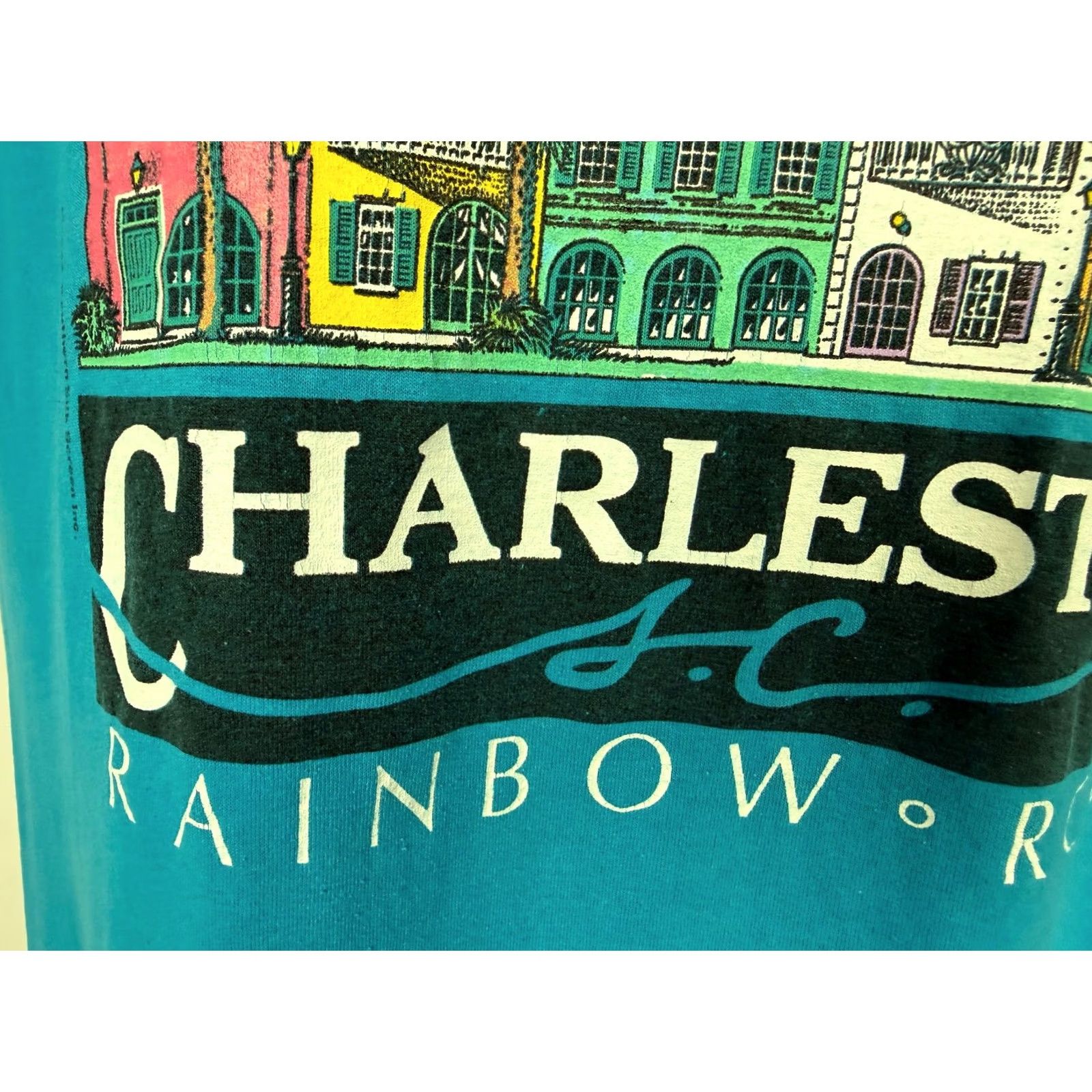 Vintage VINTAGE 80s Charleston South Carolina Shirt Large Blue Rainbow Row Historic Houses Men Size US L / EU 52-54 / 3 - 5 Thumbnail