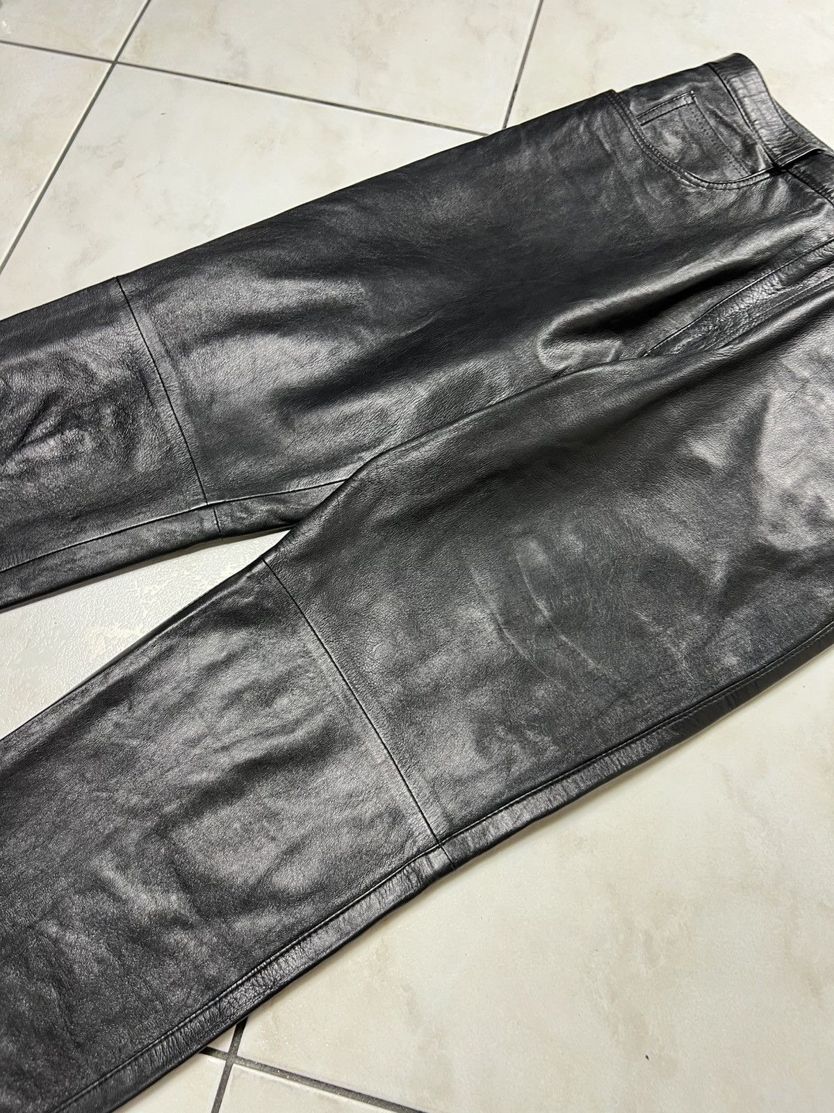 Genuine Leather Vintage genuine leather black opium casual pants trousers Size US 36 / EU 52 - 8 Thumbnail