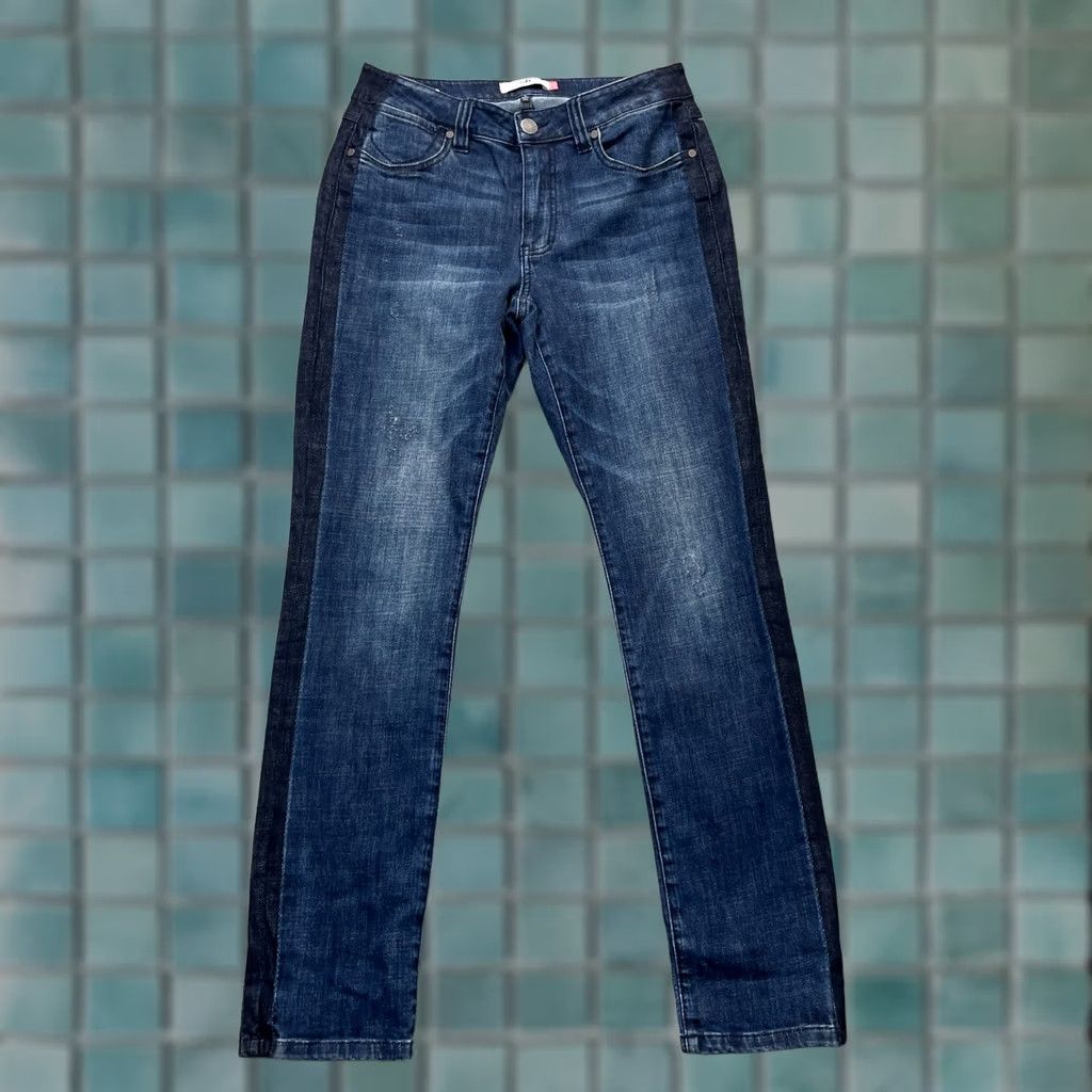 Vintage Cabi Jeans Womens 6 Blue High Rise Straight Leg Striped Denim Cotton Stretch Size 30" / US 8 / IT 44 - 1 Thumbnail