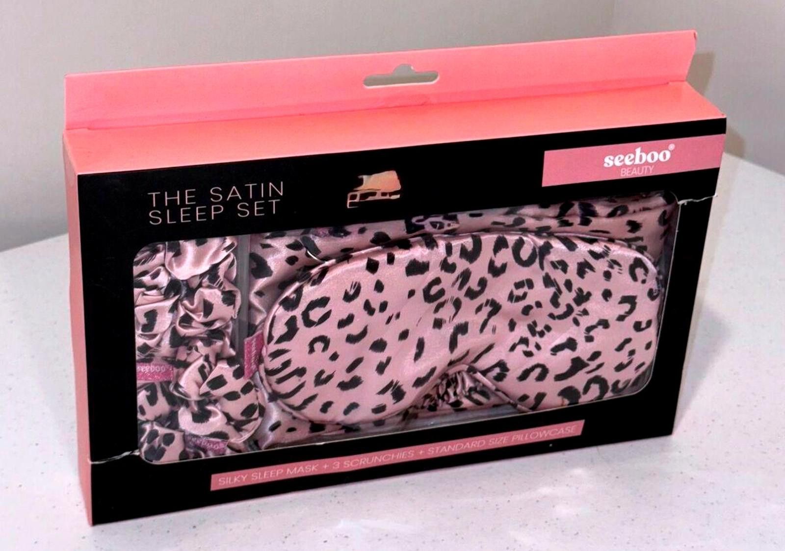Designer Seeboo Satin Sleep Set Eye Mask & Scrunchie Leopard Design Size ONE SIZE - 1 Thumbnail