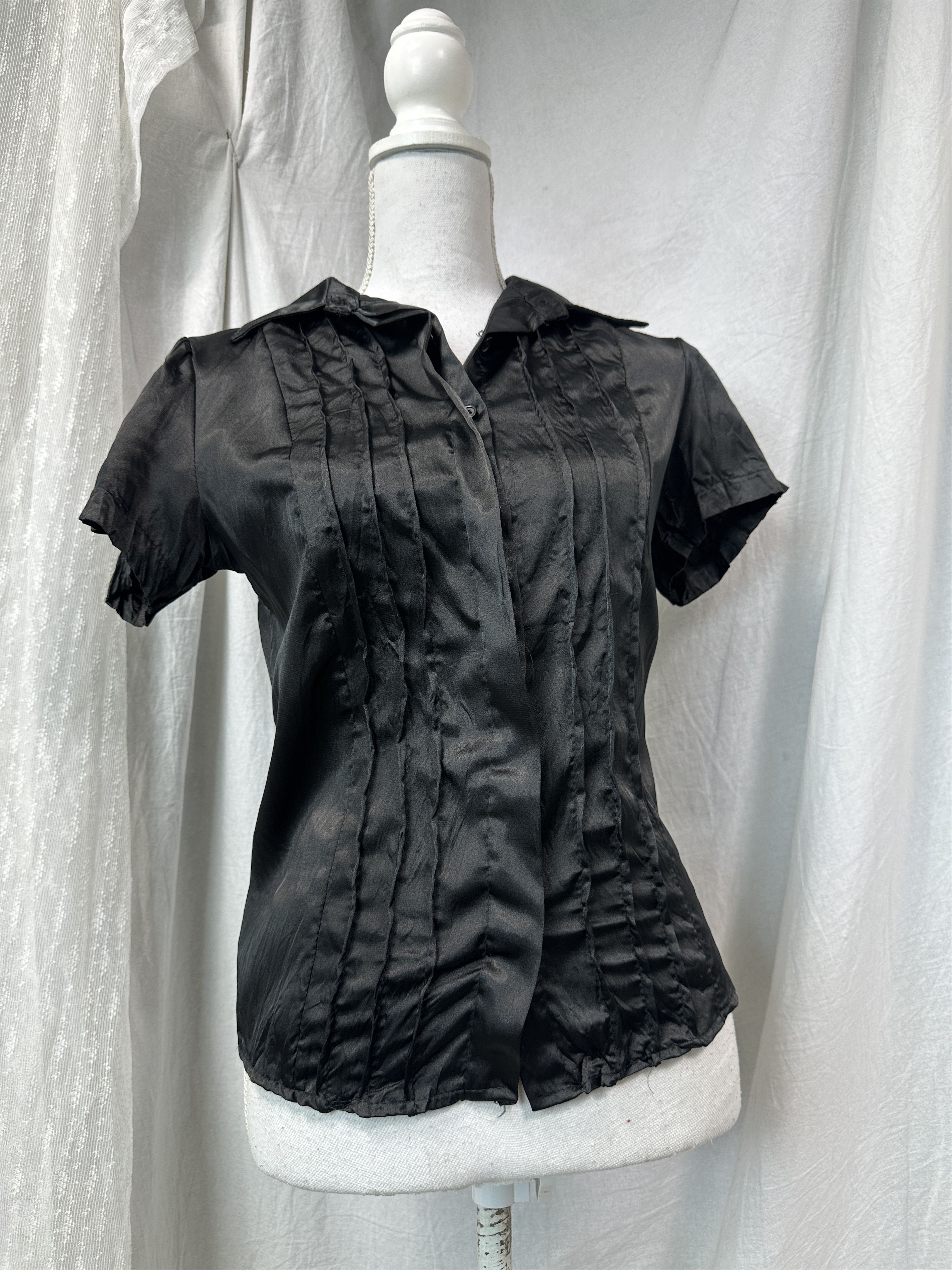 Vintage Vintage Avant Garde Old Money Satin Shirt Y2K Size S / US 4 / IT 40 - 1 Thumbnail
