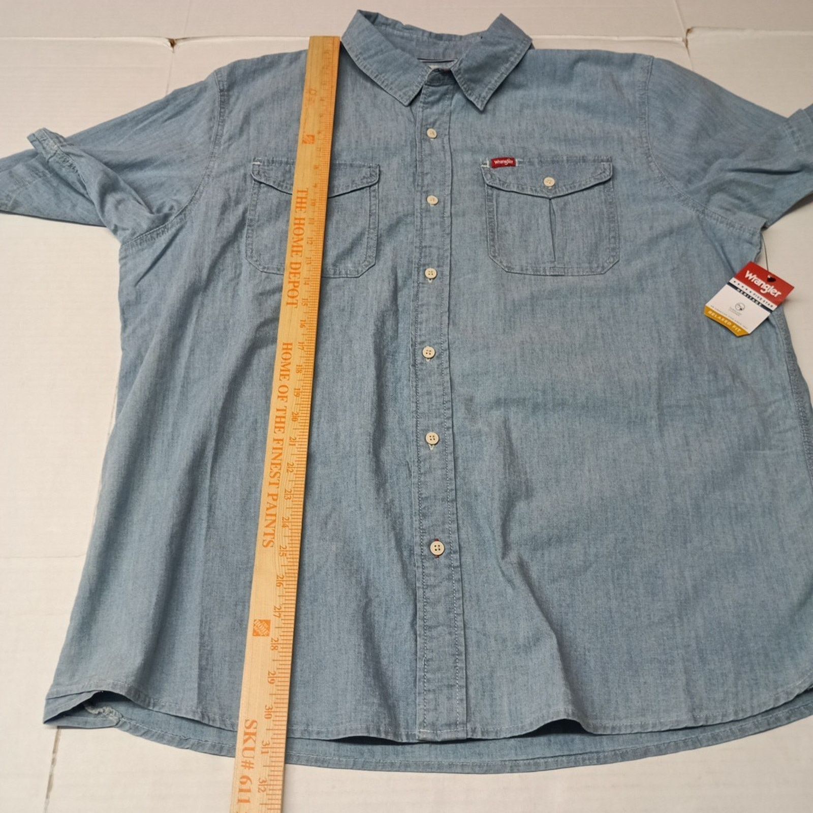 Wrangler Wrangler Mens Relaxed Fit Woven Button Up Shirt Size XL Blue Size US XL / EU 56 / 4 - 5 Thumbnail