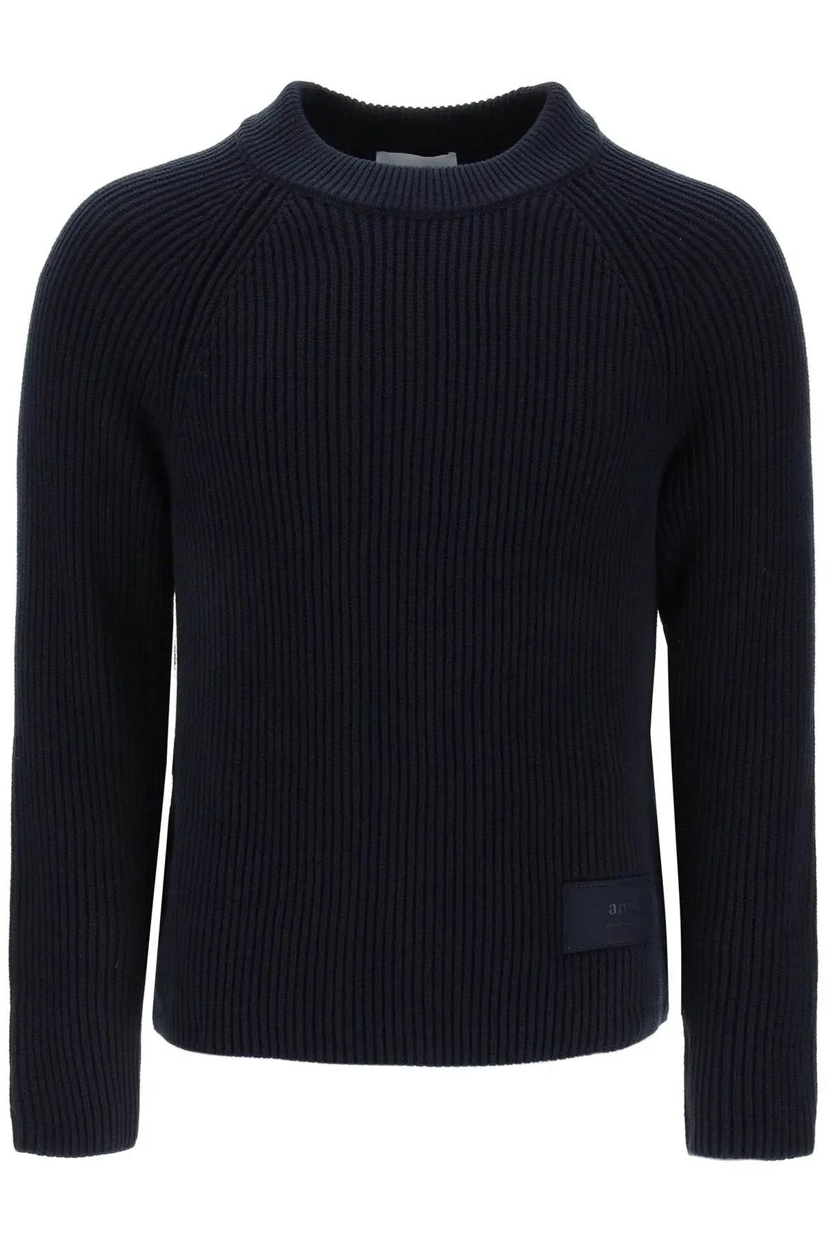 image of Ami O1S22I1N0224 Paris Cotton & Wool Crew-Neck Sweater In Blue, Men's (Size XL)