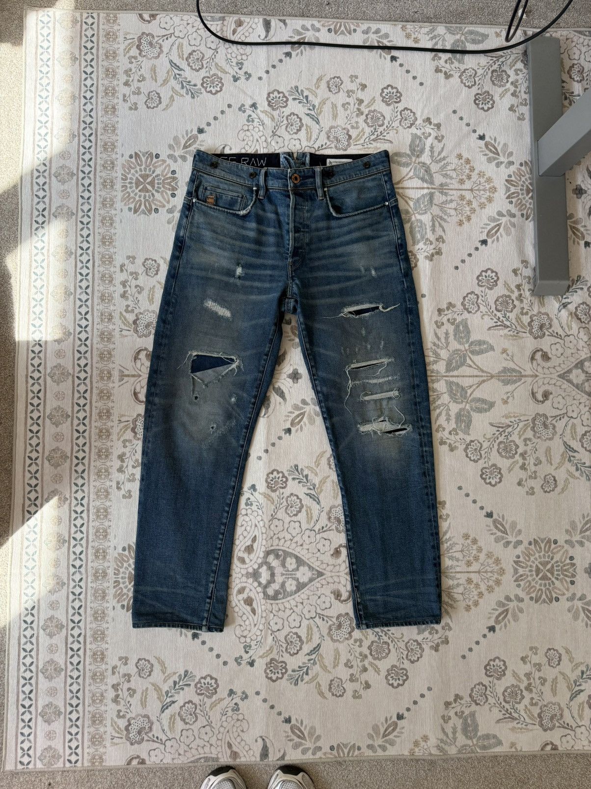 G-Star G-Star Raw Restored Denim Designer Jeans Distressed Details Size US 31 - 1 Thumbnail