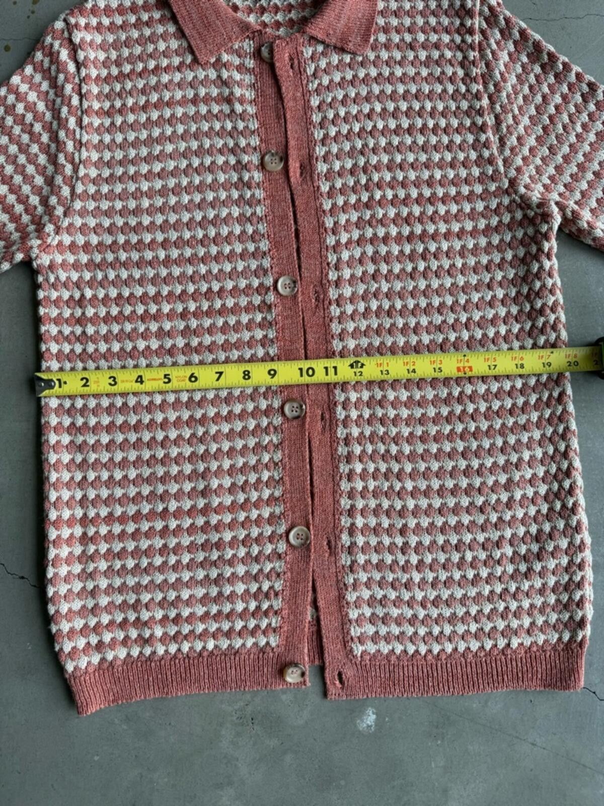 Topman Topman / Crochet Knit Button Up Polo Textured / Rust Size US M / EU 48-50 / 2 - 8 Thumbnail