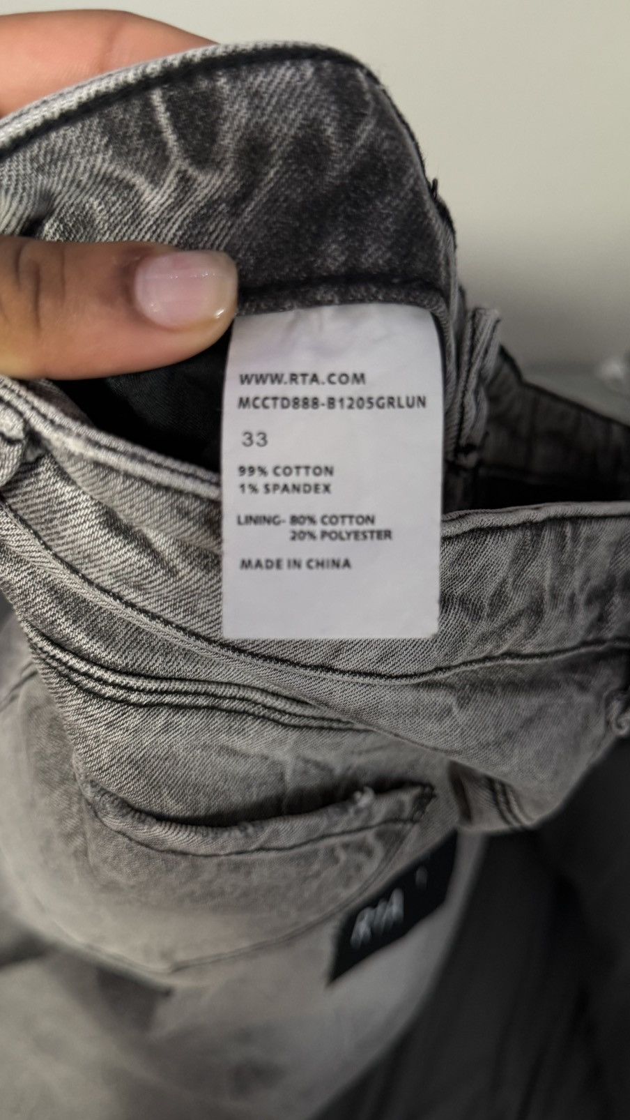 Rta RTA Bryant Jean " Luna Grey " Size US 33 - 6 Thumbnail