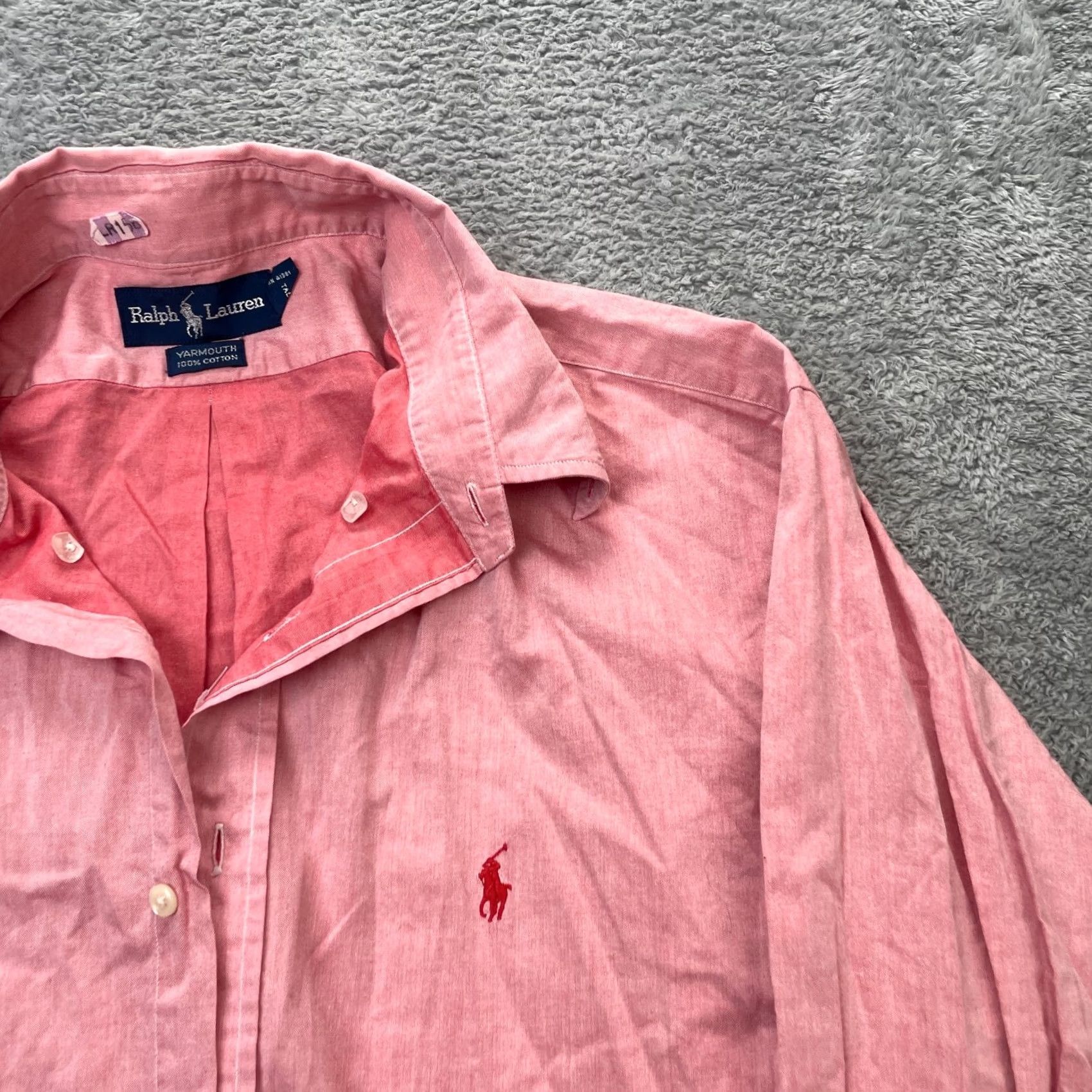 Ralph Lauren VINTAGE Ralph Lauren Shirt Mens Pink Dress Oxford Chambray Yarmouth Pony Logo 17 Size 46R - 7 Thumbnail