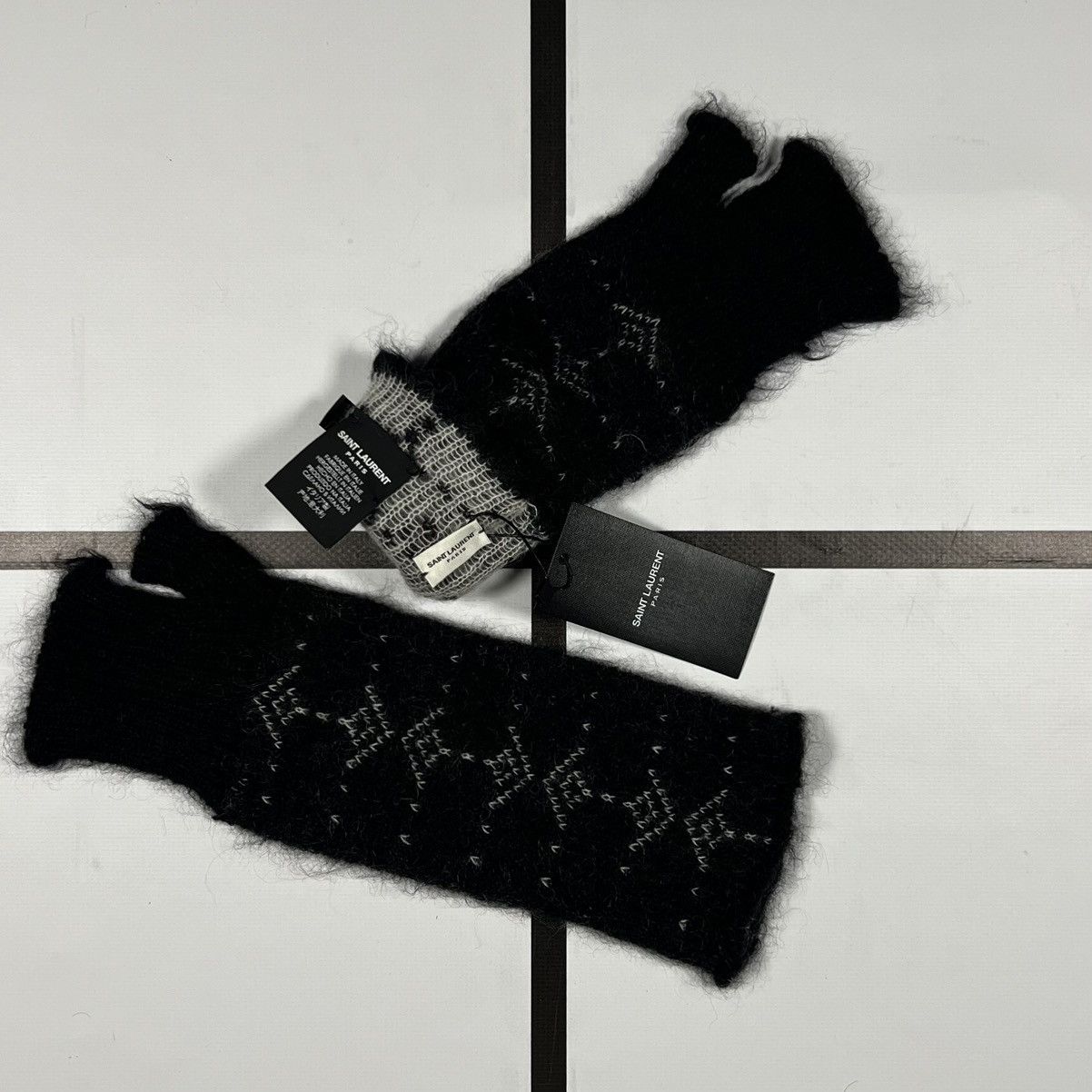 Saint Laurent Paris |[ FW19 Saint Laurent “Arrow” Mohair Mittens ]| Size ONE SIZE - 5 Thumbnail