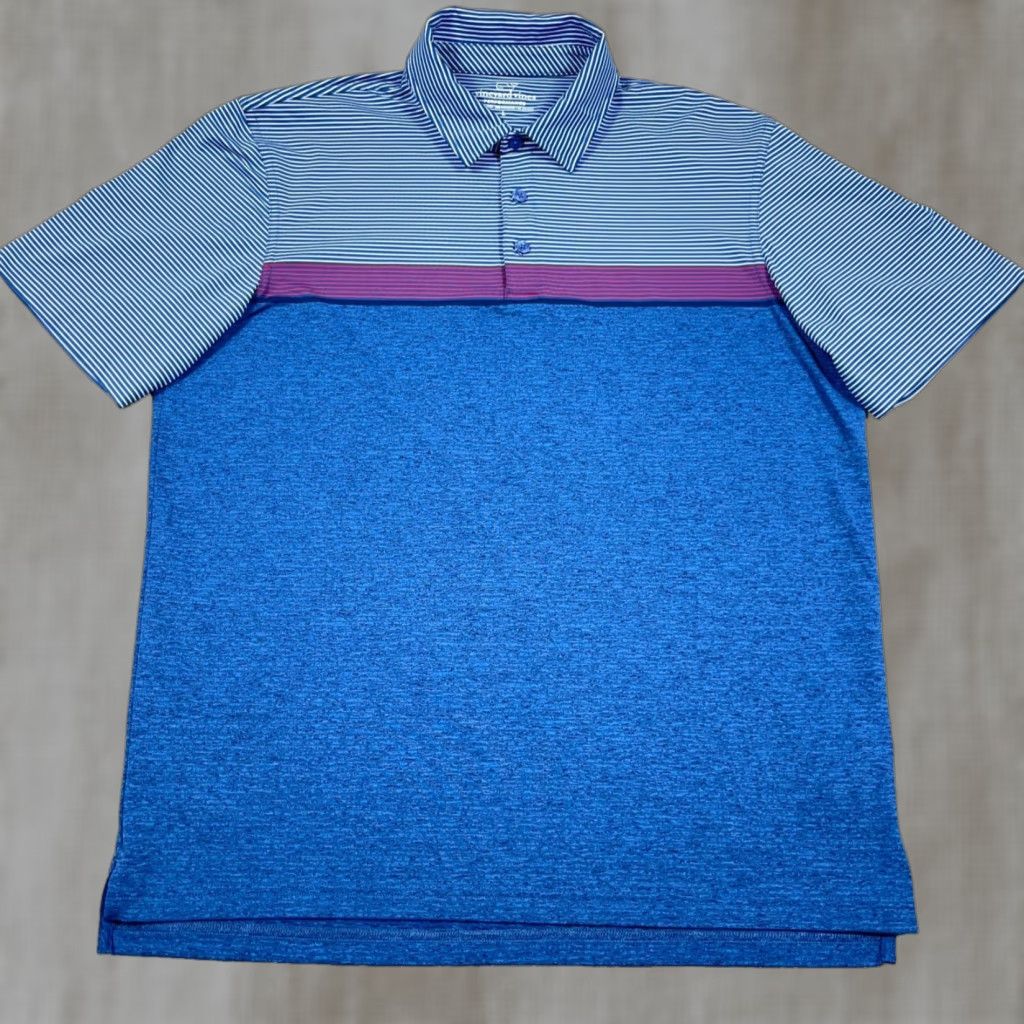 Vineyard Vines Vineyard Vines Polo Shirt Men Large Blue Striped Performance Wicking Colorblock Polo Shirt Men Large Blue Striped Colorblock Size US L / EU 52-54 / 3 - 1 Thumbnail