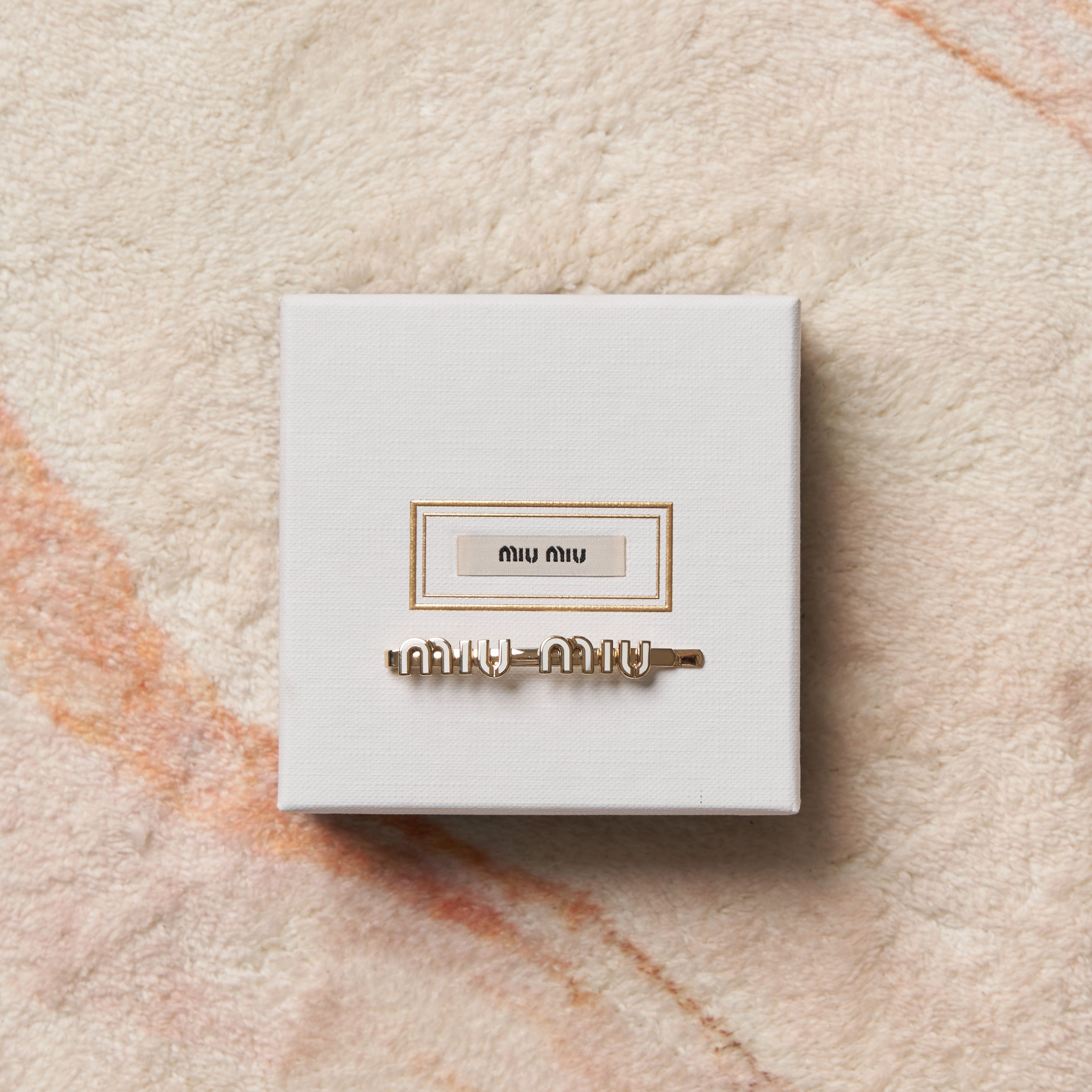 Miu Miu MIU MIU Enameled Metal Hair Clip WHITE Size ONE SIZE - 1 Thumbnail