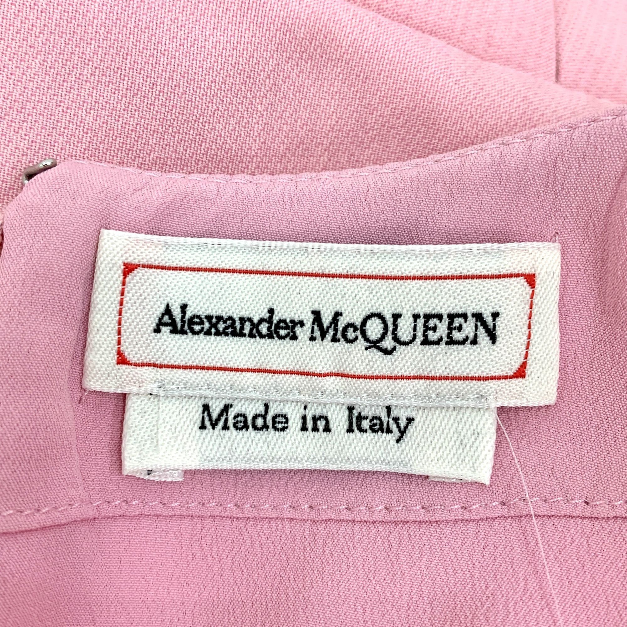 Alexander McQueen Alexander McQueen Pink Puffed-Sleeve Wool & Silk Blend Dress Size M / US 6-8 / IT 42-44 - 2 Thumbnail
