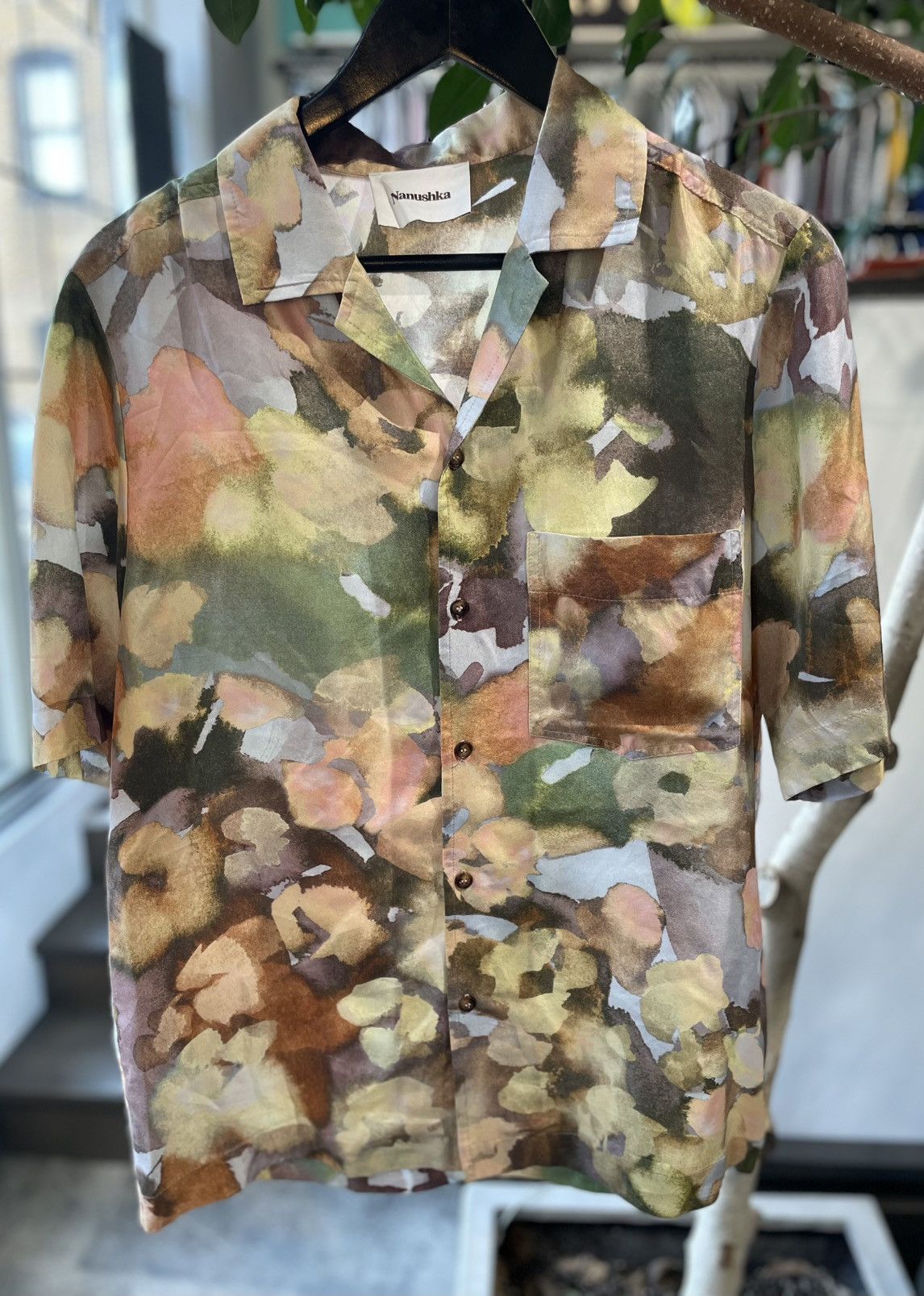 Nanushka Nanushka Bodil Twill Silk Shirt Watercolor Rare Size US XS / EU 42 / 0 - 3 Thumbnail