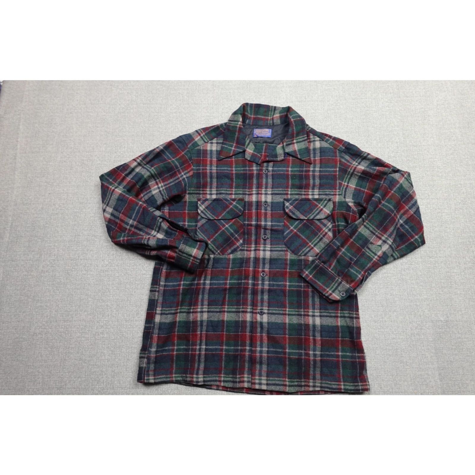 Pendleton VINTAGE Pendleton Button-Up Shirt Men Large Red Plaid Wool Board Collar 60s 90s USA Sportsman Size US L / EU 52-54 / 3 - 4 Thumbnail
