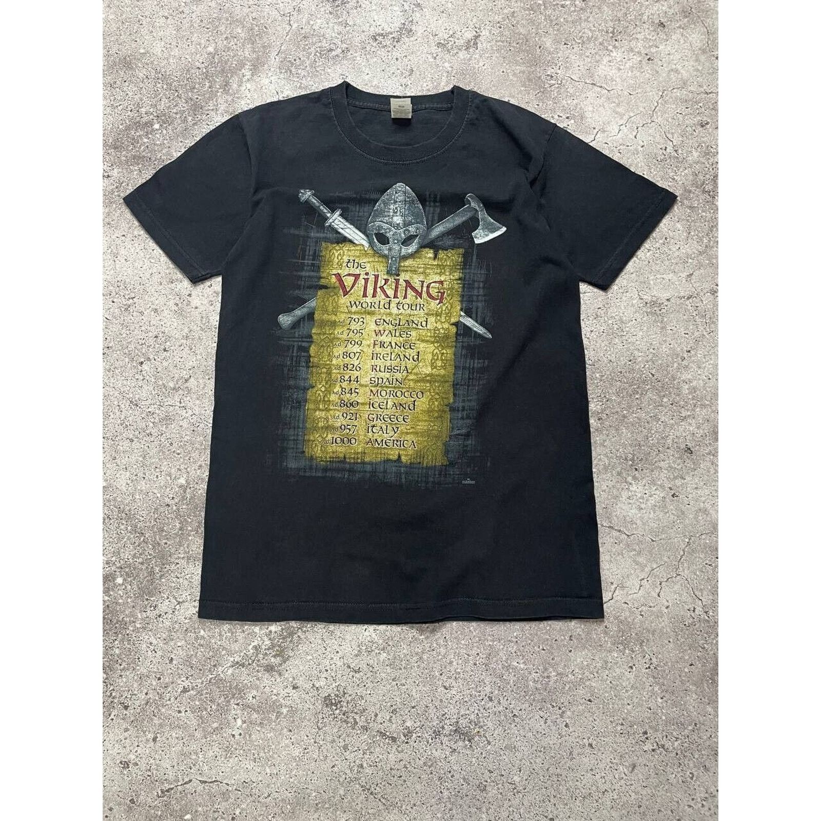 Fruit Of The Loom Viking World Tour Black Nordic Warrior History Cotton Tee Size US S / EU 44-46 / 1 - 1 Thumbnail