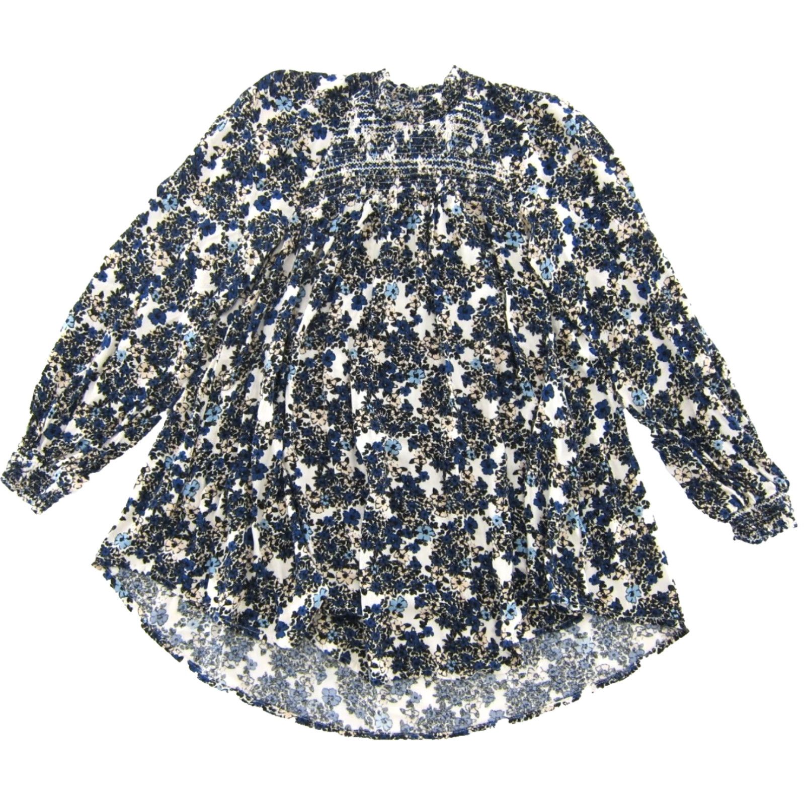 Free People Free People Blouse XS Long Sleeve Mock Neck Floral Blue Women's Size XS / US 0-2 / IT 36-38 - 2 Thumbnail