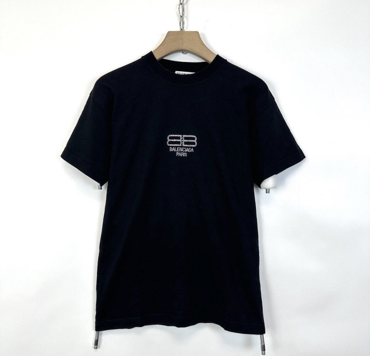 Balenciaga Black Short-Sleeve Shirt with Embellished Logo Size US XXS / EU 40 - 1 Thumbnail