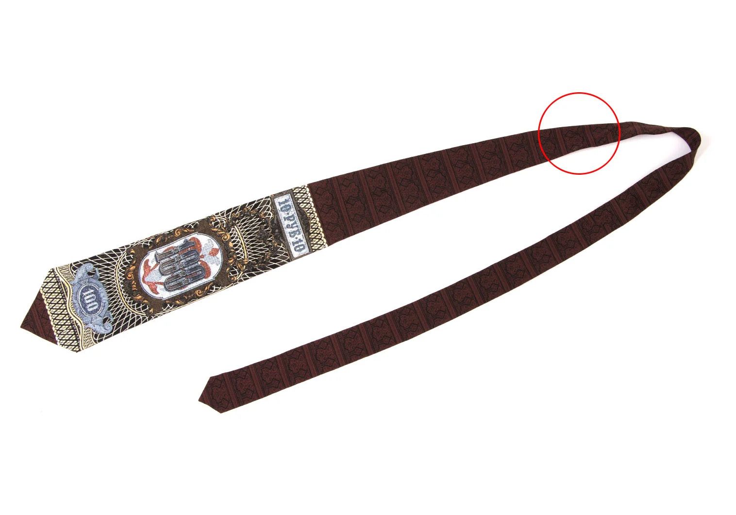 Jean Paul Gaultier Silk Tie with Bill Print in Wine and Black Size ONE SIZE - 2 Thumbnail