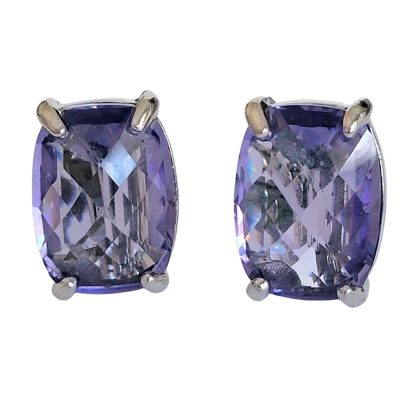 Swarovski Swarovski Crystal Earrings Tanzanite Purple Silver Clip Size ONE SIZE - 1 Thumbnail